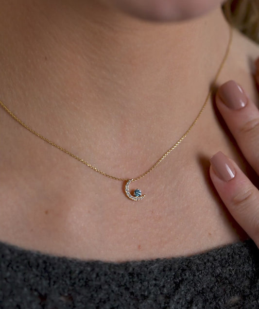 14K Gold Starry Moonlight Pendant