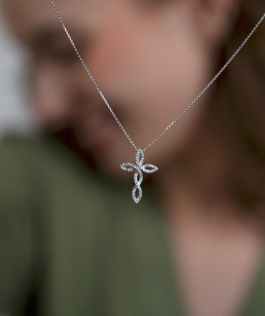 Luminous Floral Cross Charm