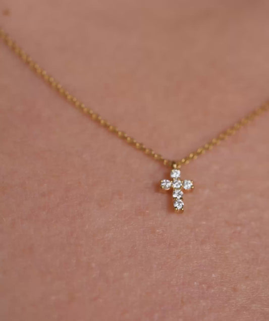 14K Gold Diamond Cross Jewelry Set