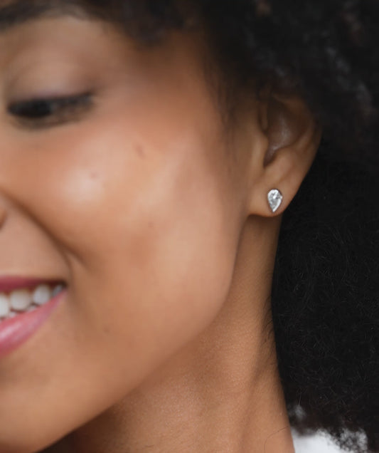 Sleek Bezel-Set Pear Diamond Studs