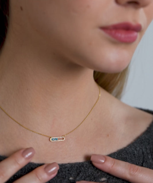 Diamond-Outlined Blue Trio Necklace