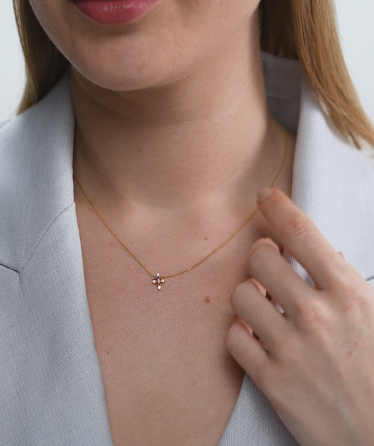 14K Gold Garnet & Diamond Necklace