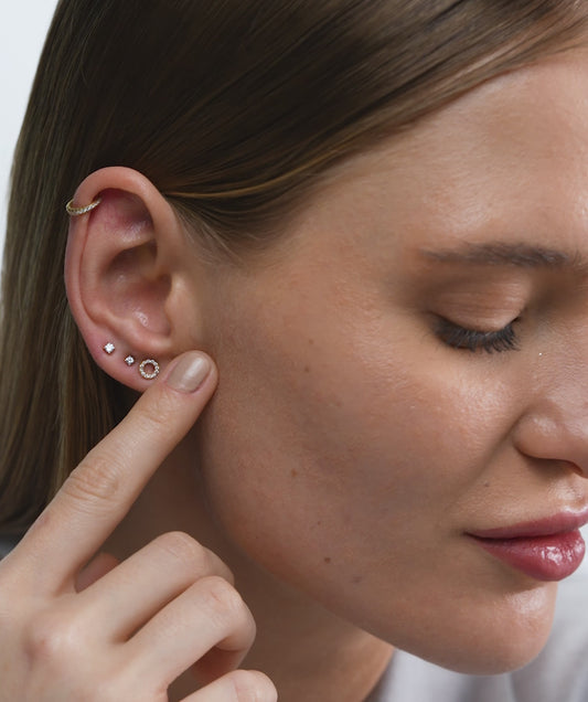 Classic Diamond Open Circle Earrings