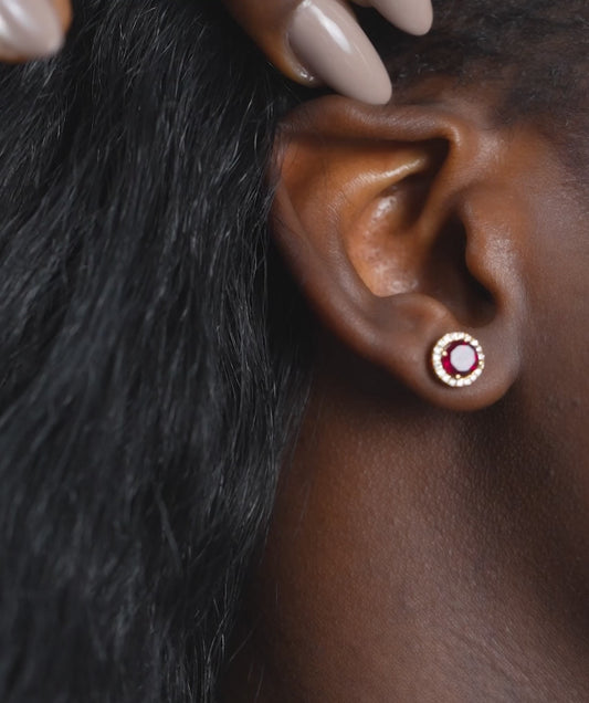 Elegant Ruby Circle Studs
