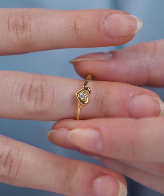 Tiny Heart Diamond Ring