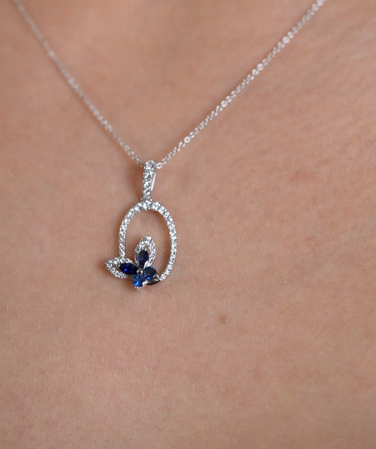 Dazzling Butterfly Oval Style Necklace