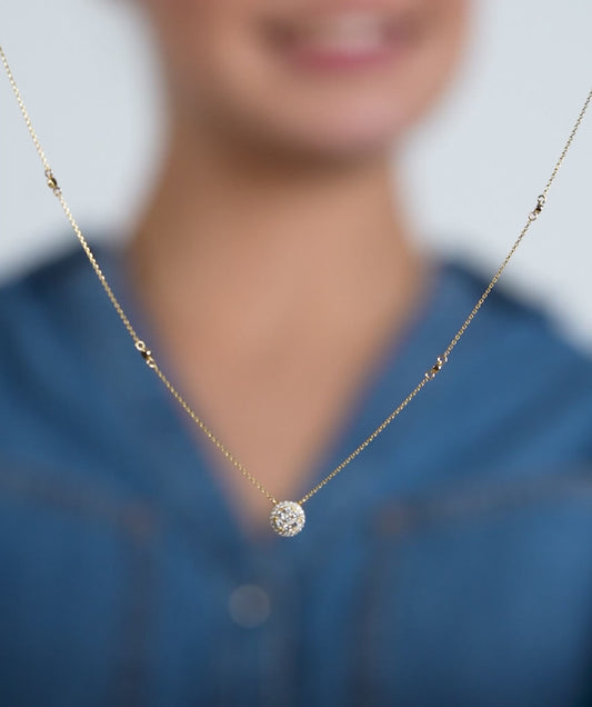 14K Gold Glitter Circle Pendant