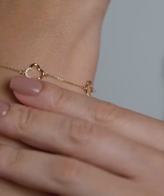 14K Gold Clover Diamond Jewelry Set