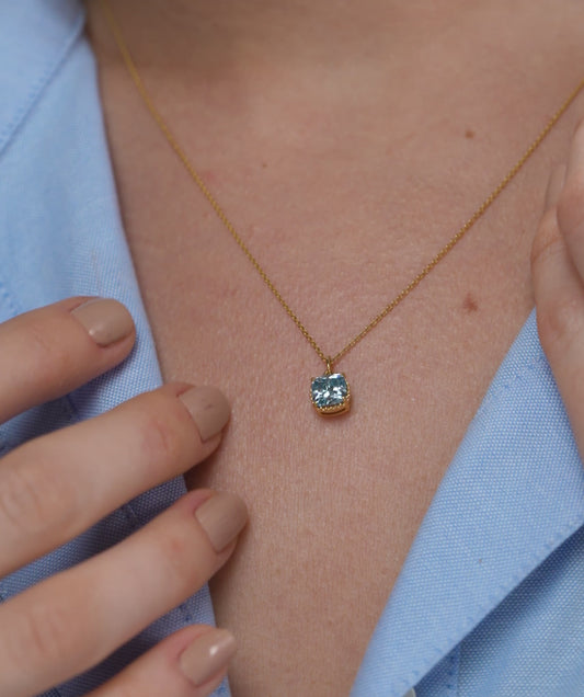 Cushion-Cut Blue Topaz Necklace