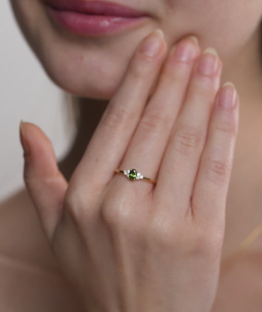 Oval Cut Green Stone Ring