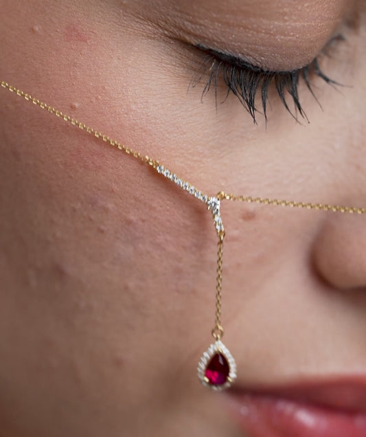 Sophisticated Red Ruby Gold Necklace