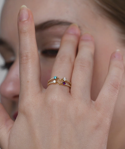 Diamond & Gemstone Chain Ring