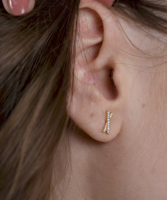 14K Solid Gold X-Shape Earrings