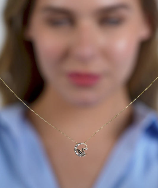Elegant Swan Crescent Pendant