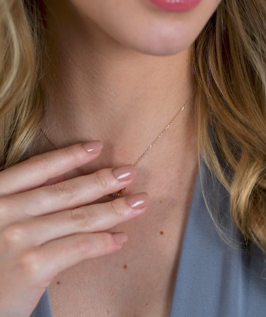 Dual Circle Emerald Gold Necklace