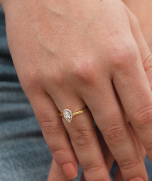 14K Gold Pear Engagement Ring