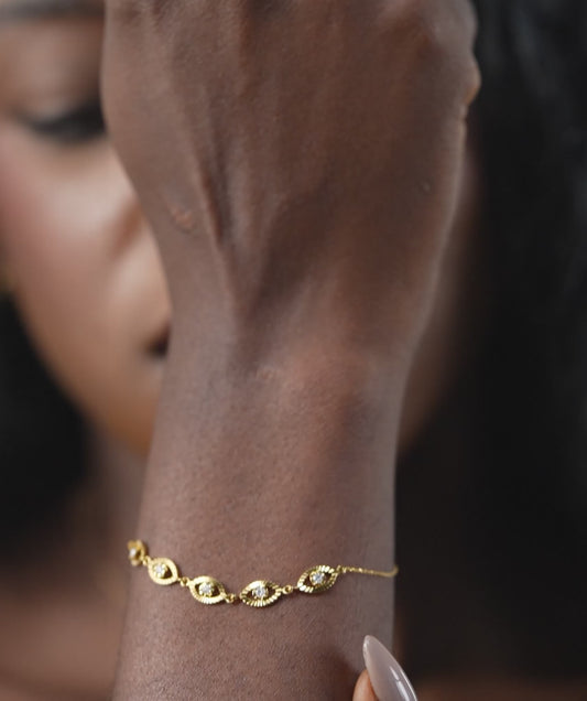 14K Gold Bezel Set Bracelet