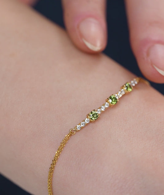 Emerald & Diamond Bar Bracelet