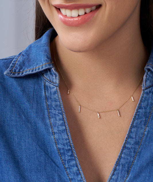 Luxury Linear Diamond Gold Necklace