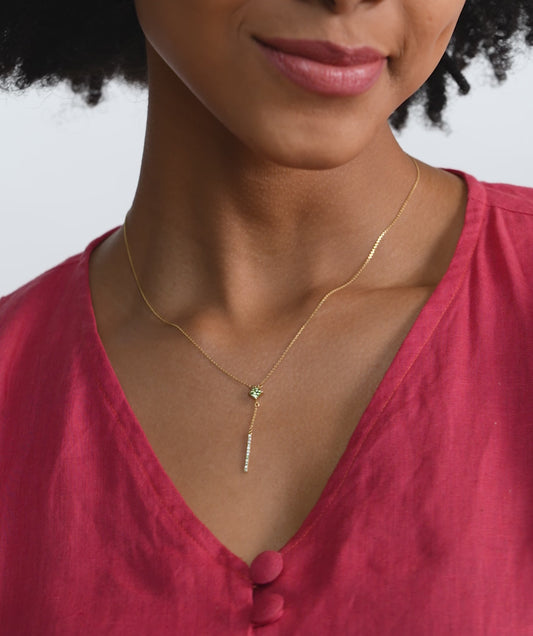 Contemporary Green Gem & Vertical Bar Necklace