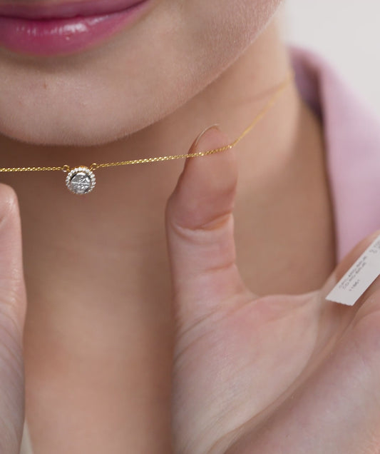 Double Halo Round Diamond Pendant Necklace