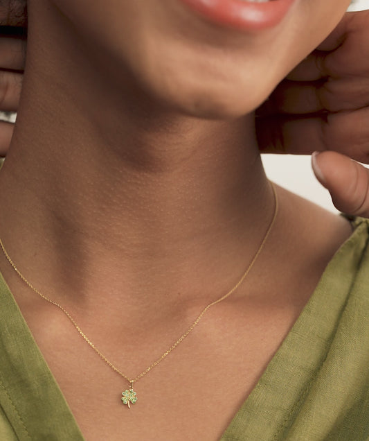 Green Fortune Clover Pendant