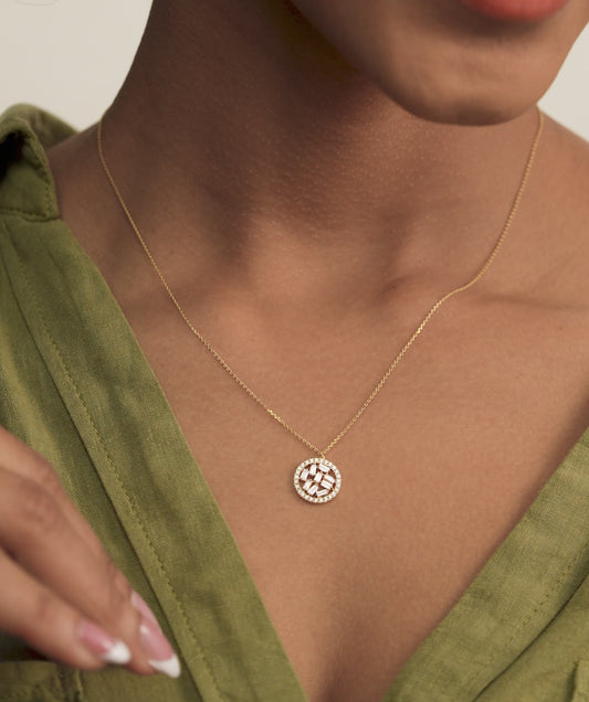 Baguette & Diamond Circle Pendant