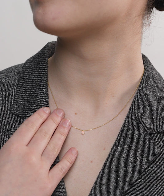 Round Garnet Pendant Necklace