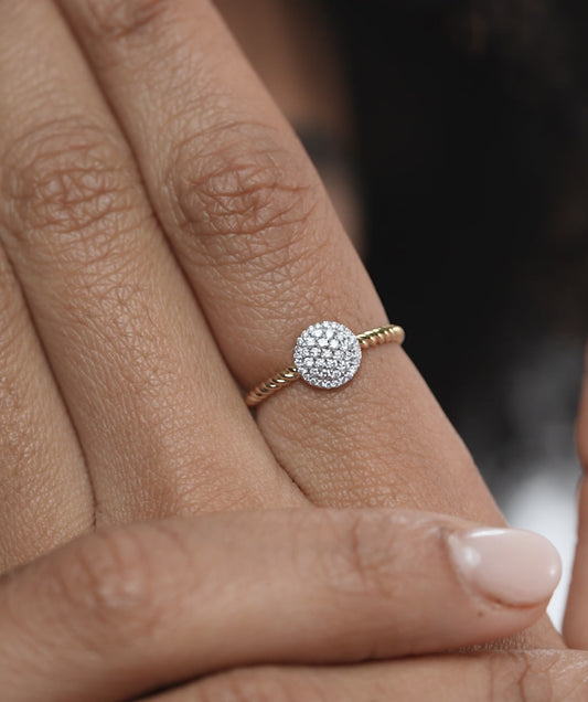 14K Gold Pavé Disc Ring