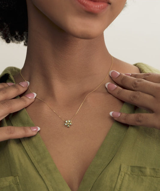 Green Gemstone Flower Pendant