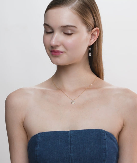 Blue Diamond Snow flower Necklace