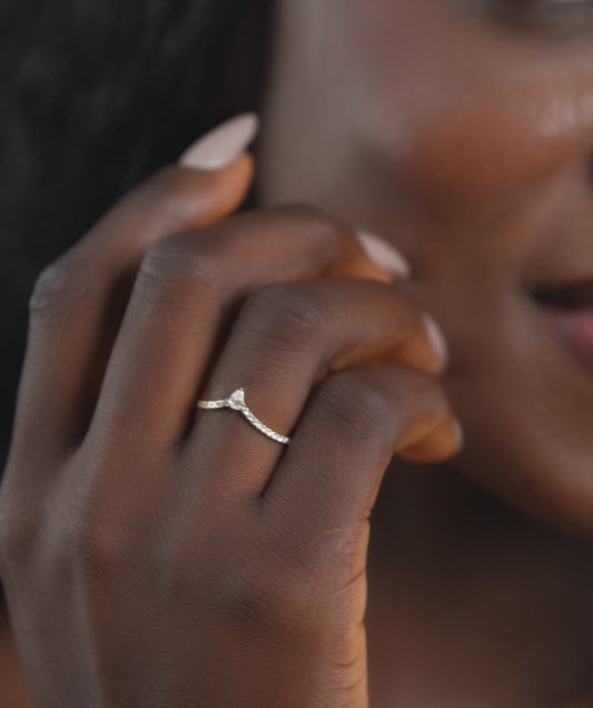 Solitaire Pear With Accent Diamond Ring
