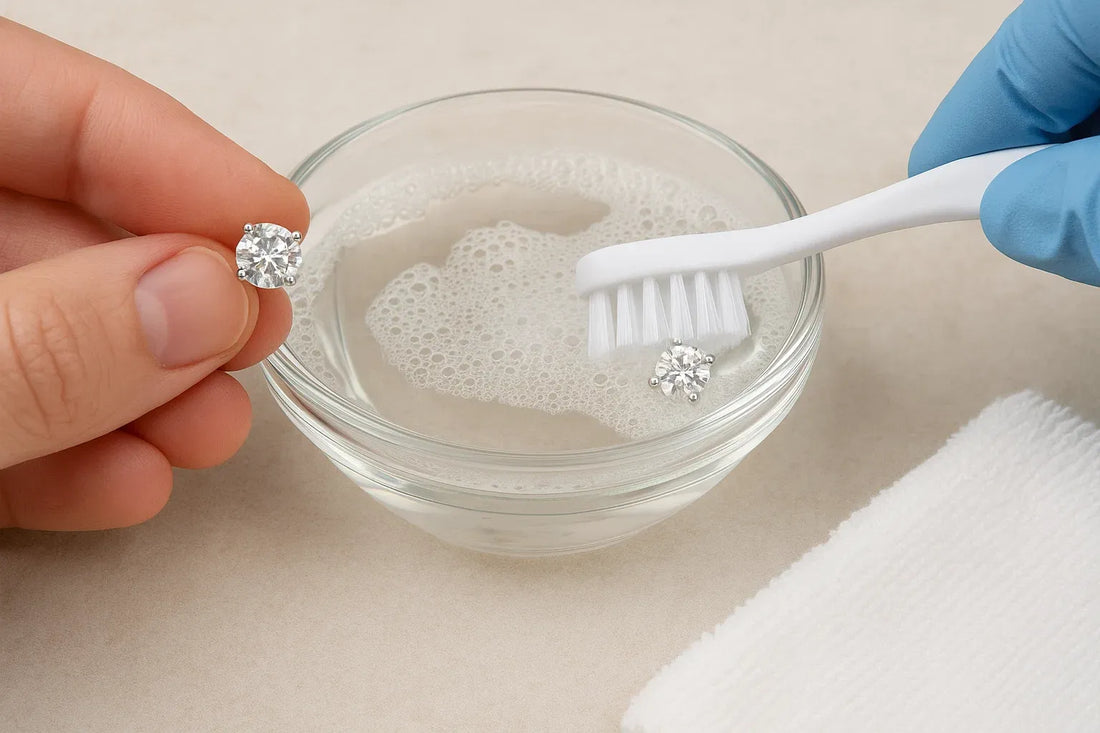 cleaning diamond earrings