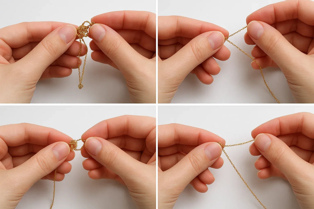 untangling a necklace chain