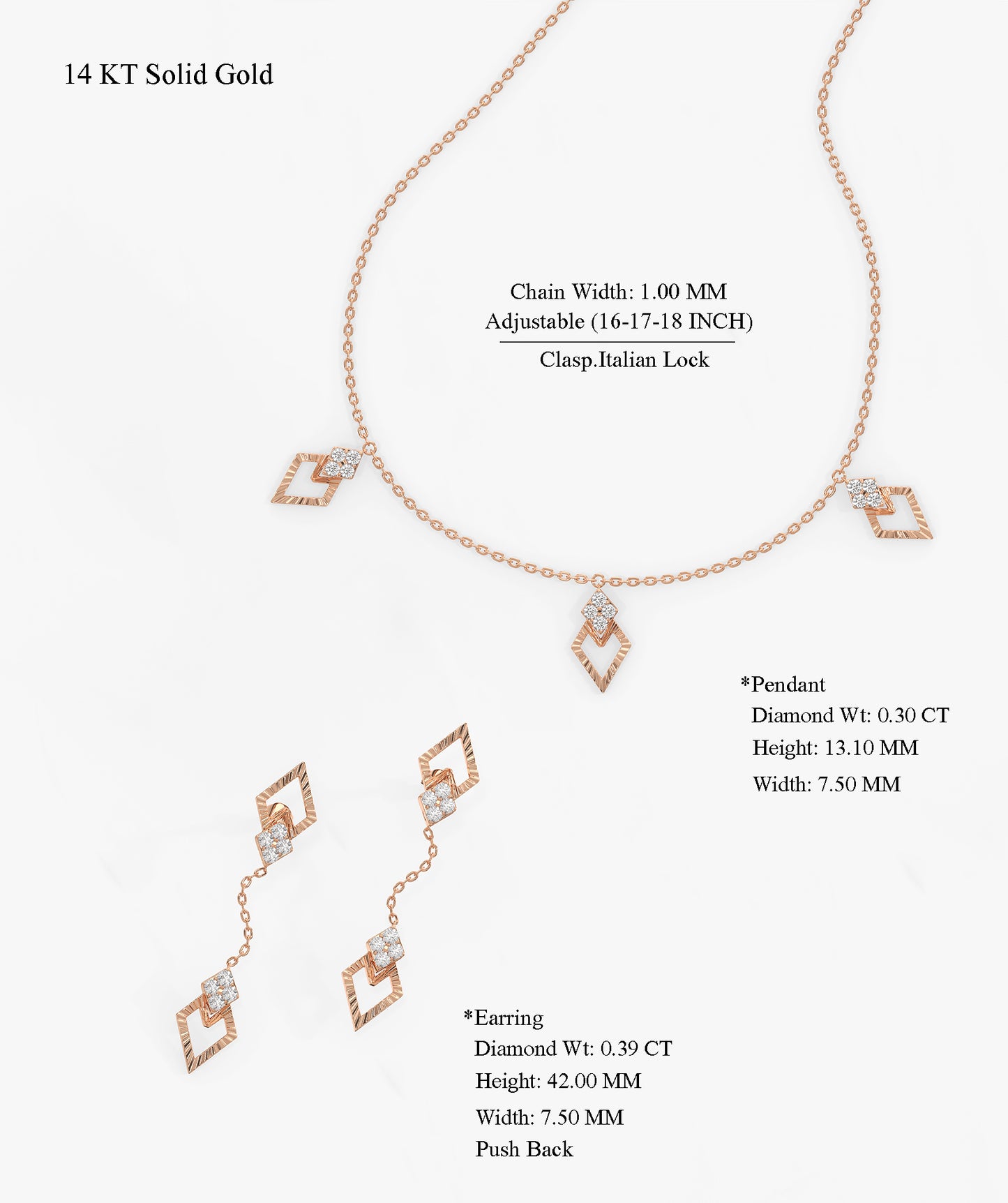Diamond Triangle Jewelry Set