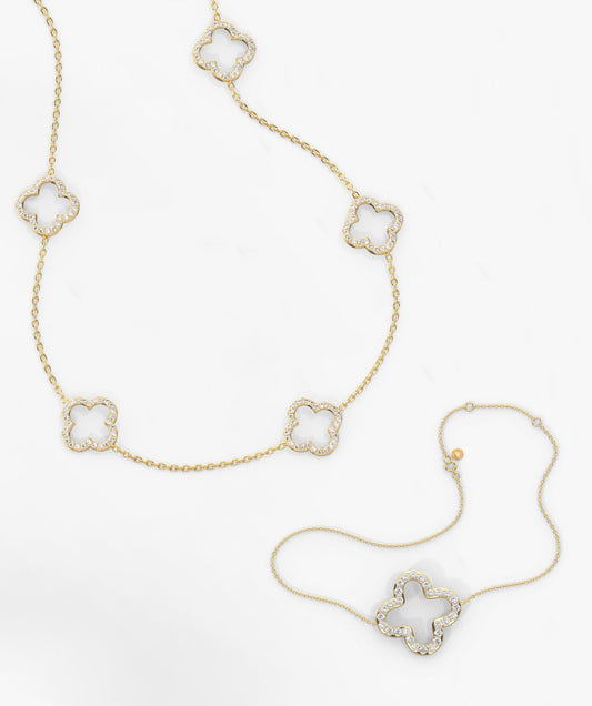 Diamond Quatrefoil Jewelry Set