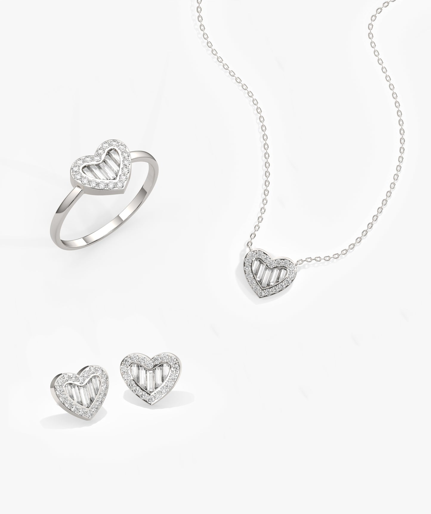 14K Gold Heart Jewelry Set