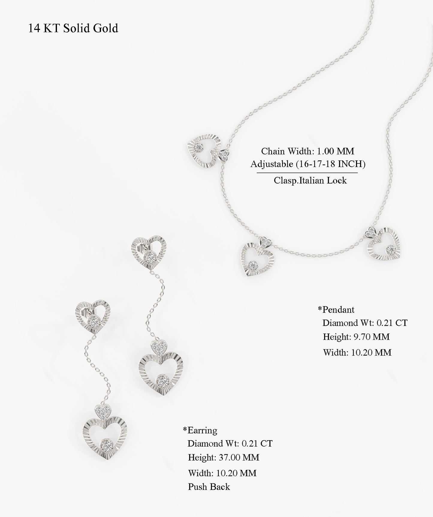 Diamond Heart Jewelry Set