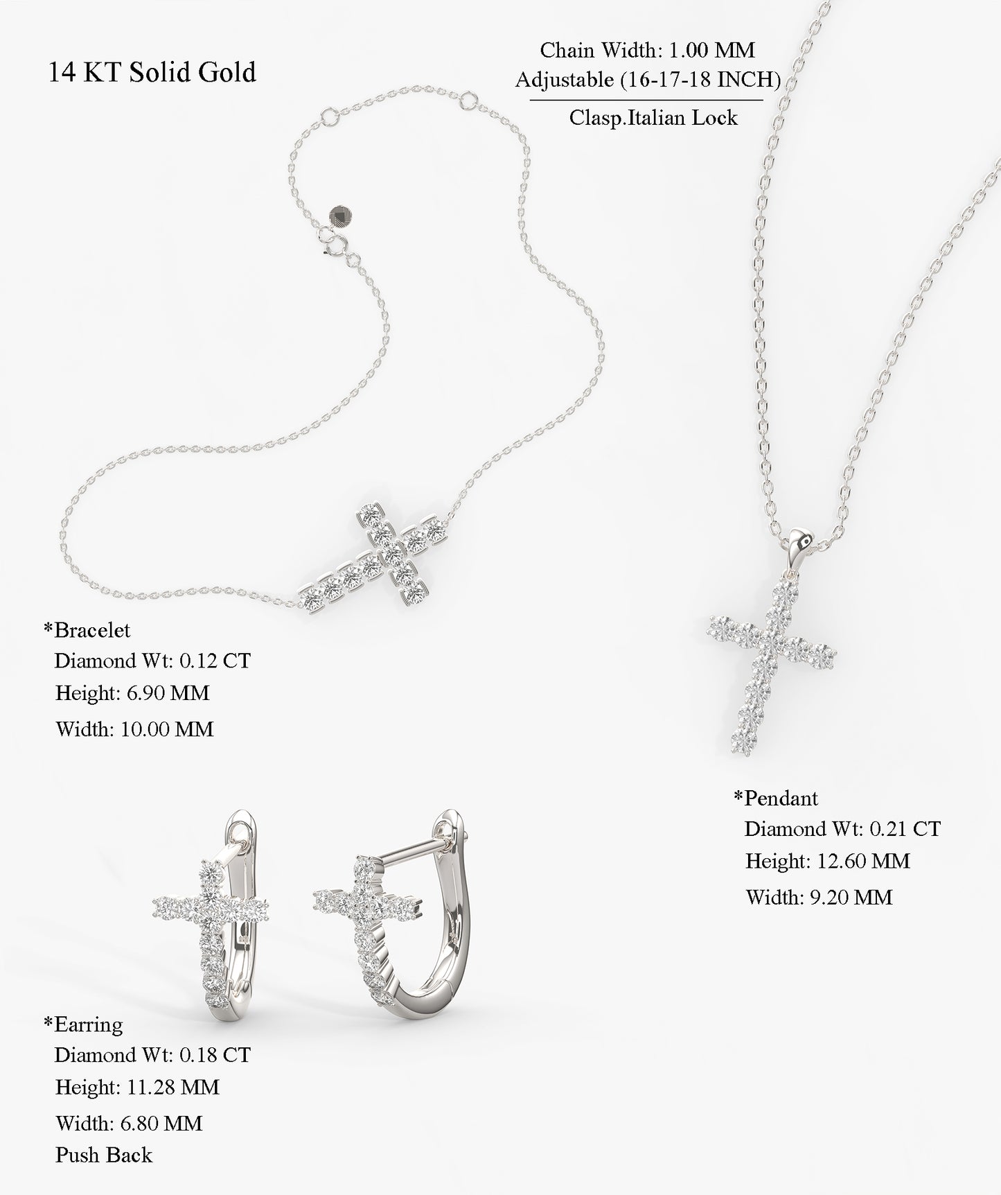 Diamond Cross Jewelry Set
