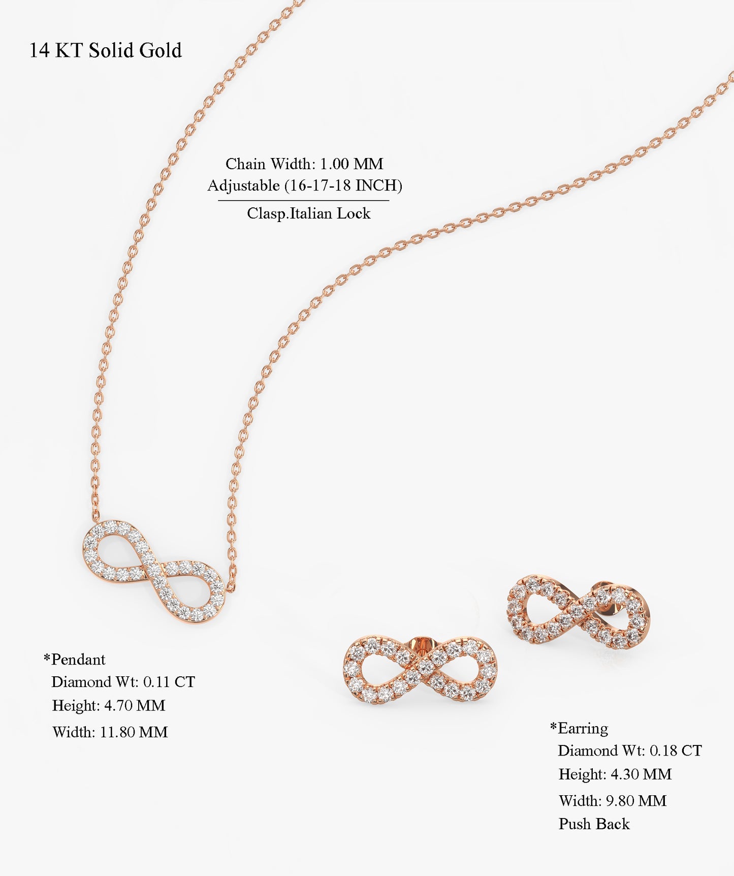 Infinity Diamond Necklace & Earrings Gift Set