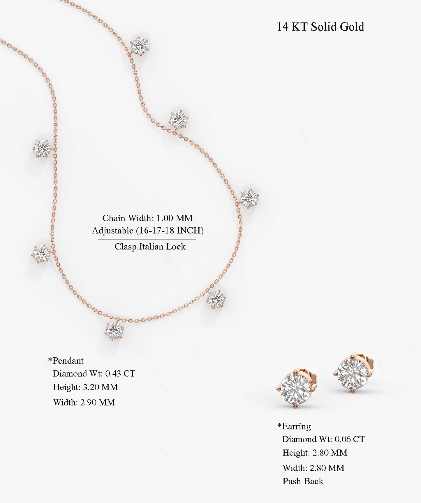 14K Gold Diamond Jewelry Set