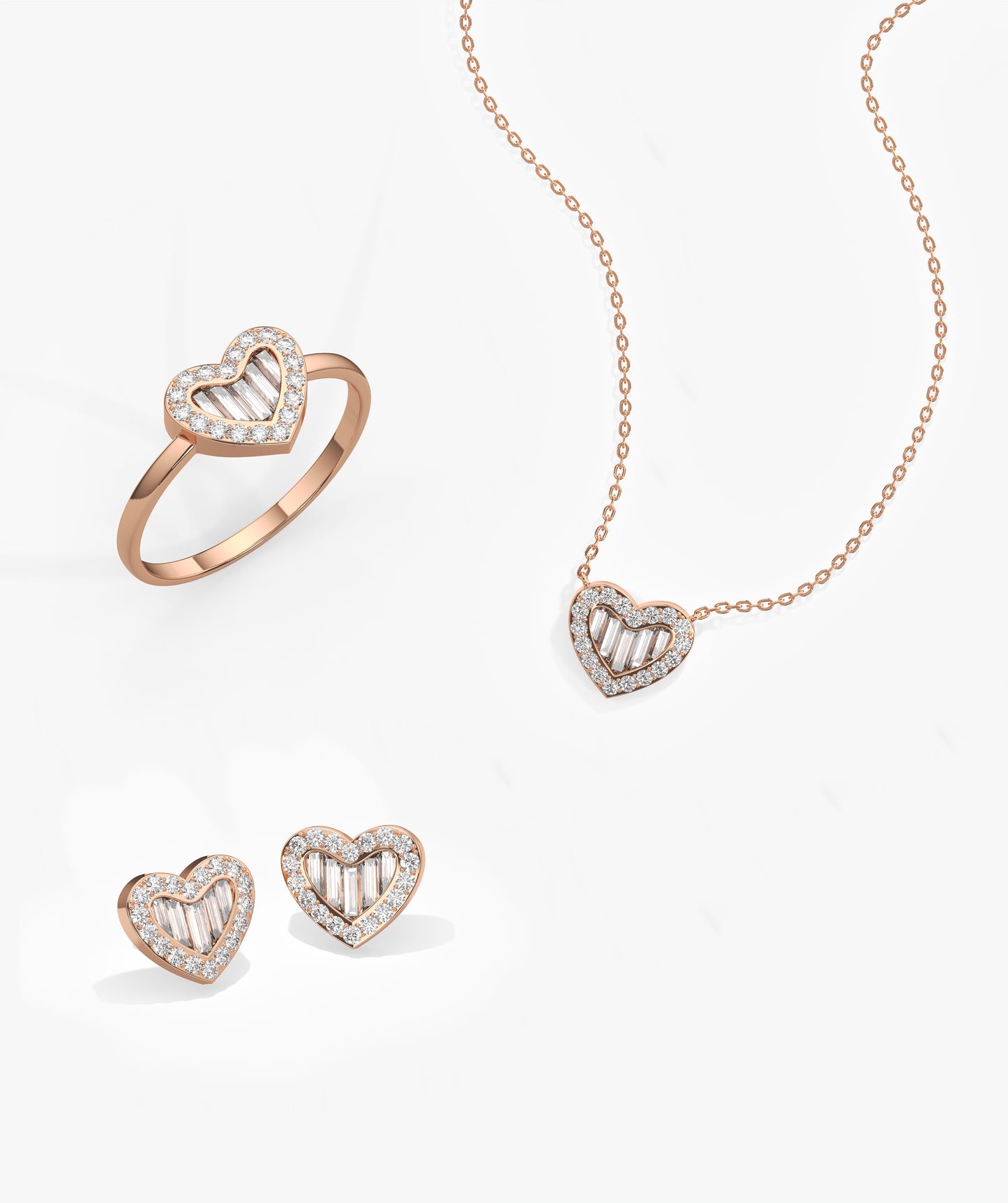 14K Gold Heart Jewelry Set