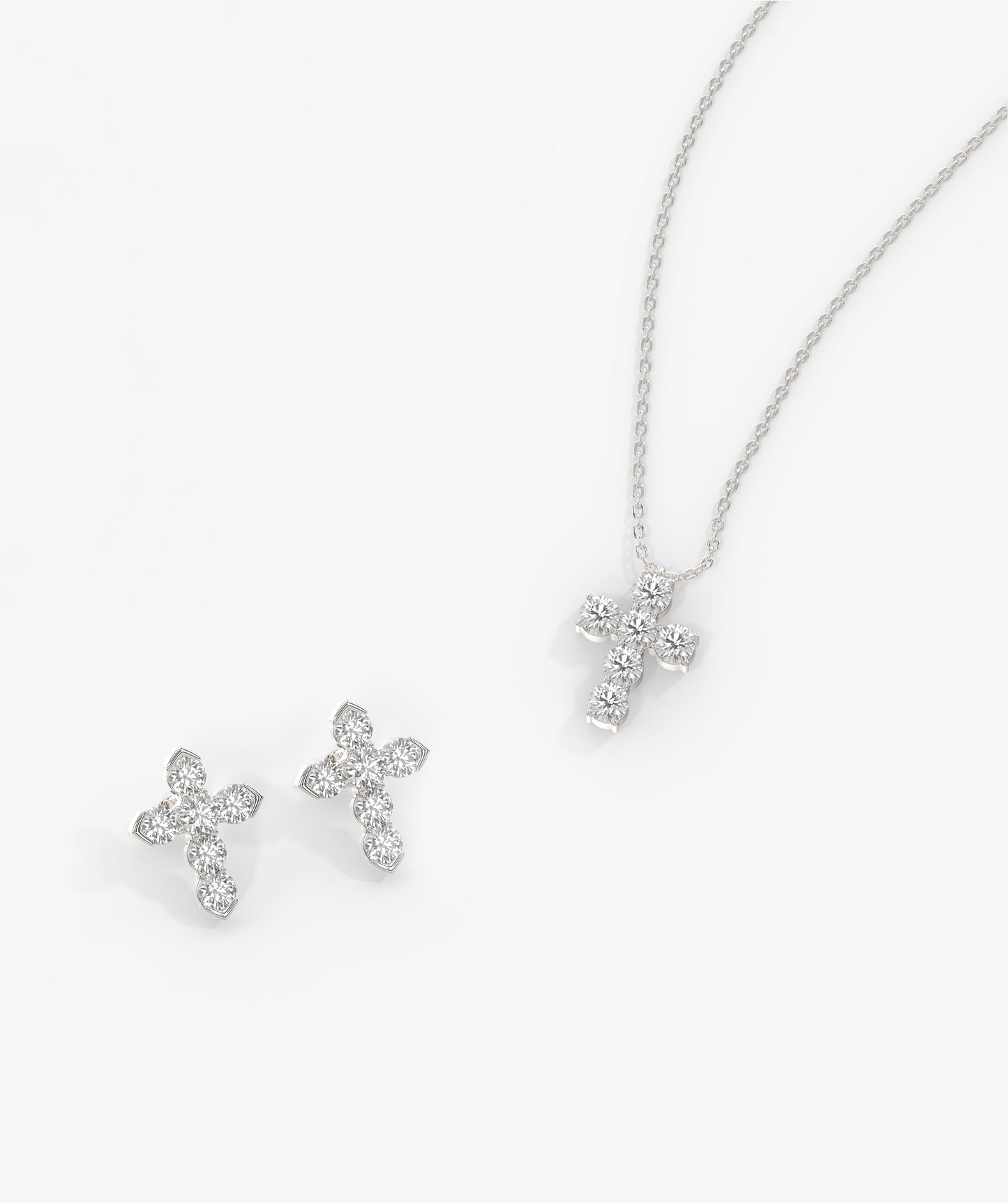 14K Gold Diamond Cross Jewelry Set
