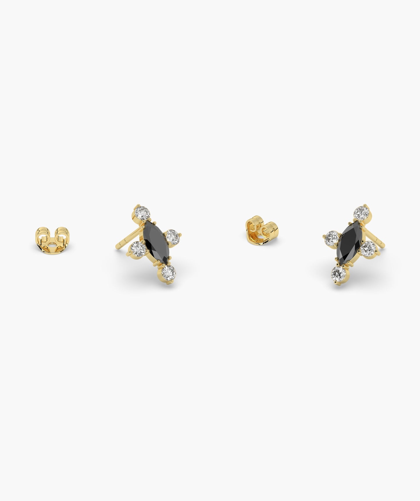 Marquise Red Diamond Compass Cluster Stud Earrings