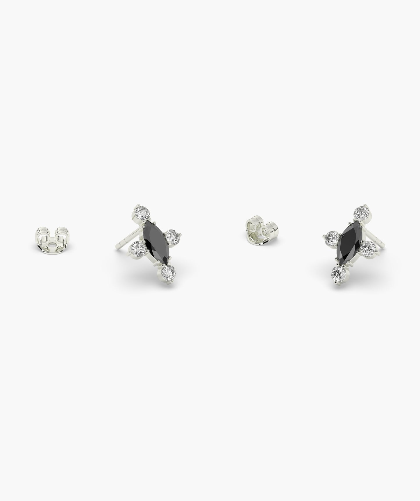 Marquise Red Diamond Compass Cluster Stud Earrings