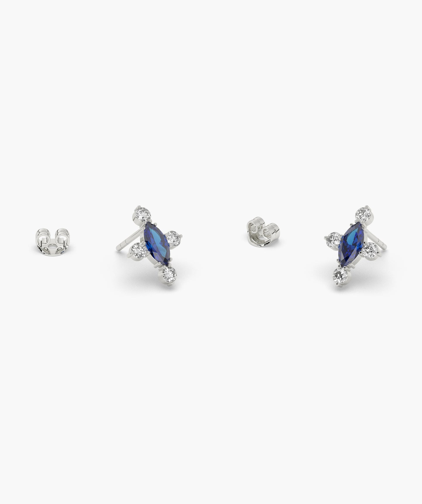 Marquise Red Diamond Compass Cluster Stud Earrings