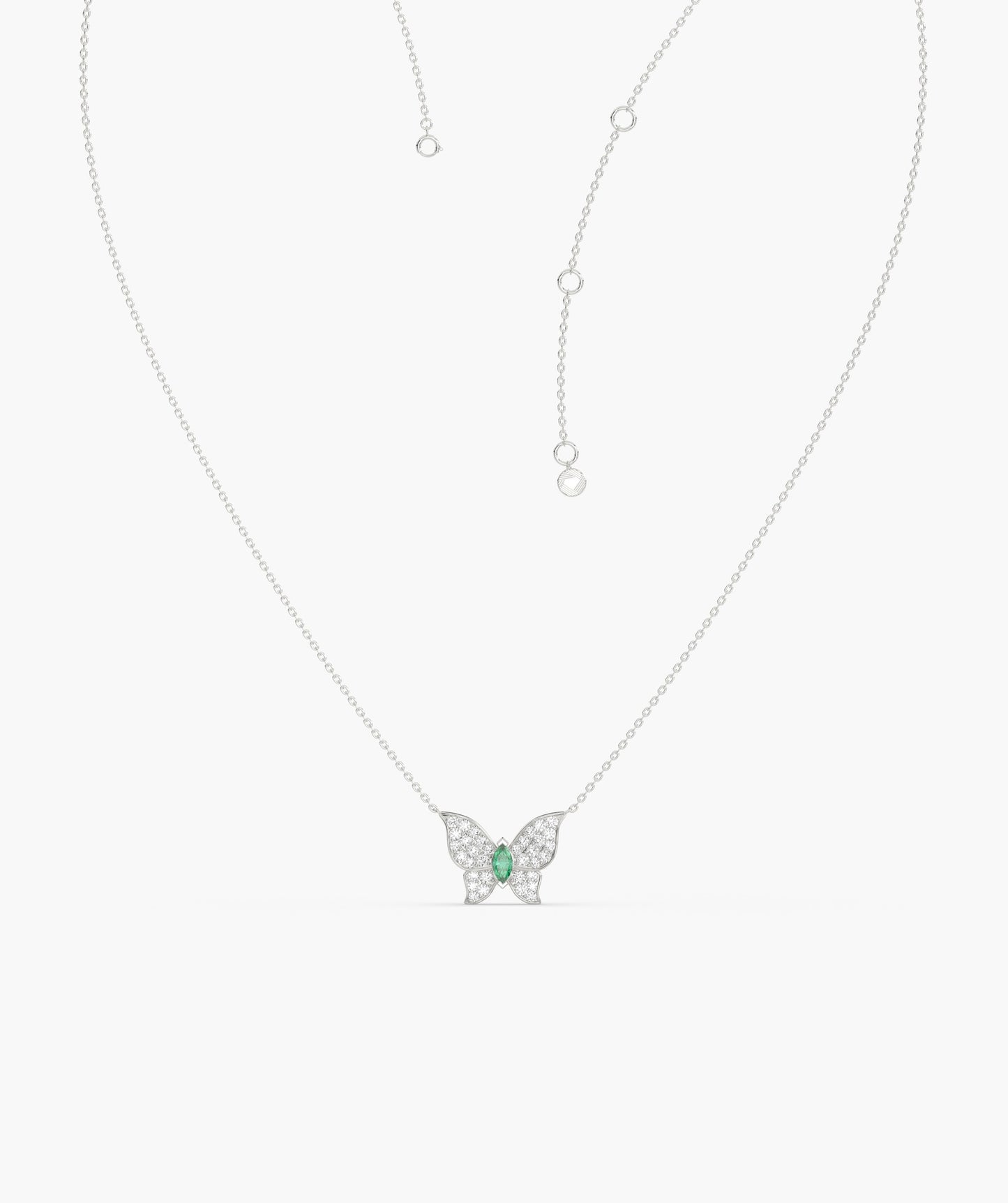 Emerald Heart Butterfly Necklace