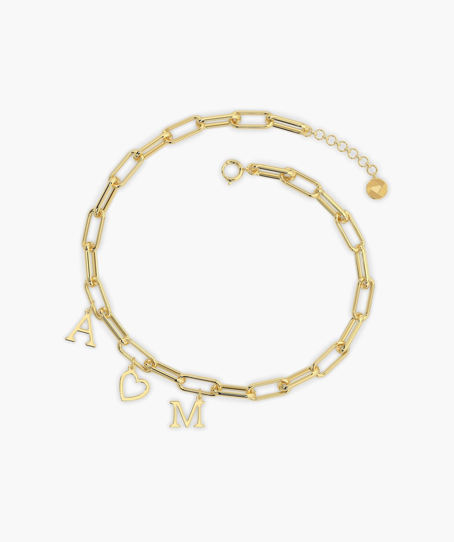 Personalized Charm 14K Gold Bracelet