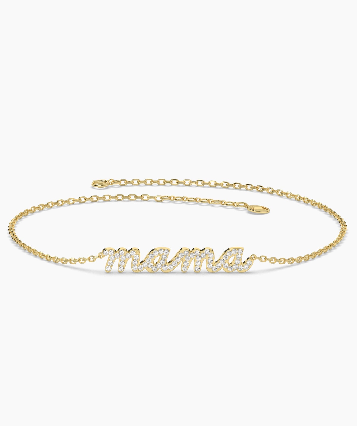 14K Gold 'Mama' Pave Bracelet