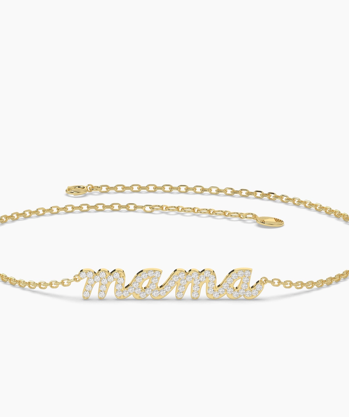 14K Gold 'Mama' Pave Bracelet